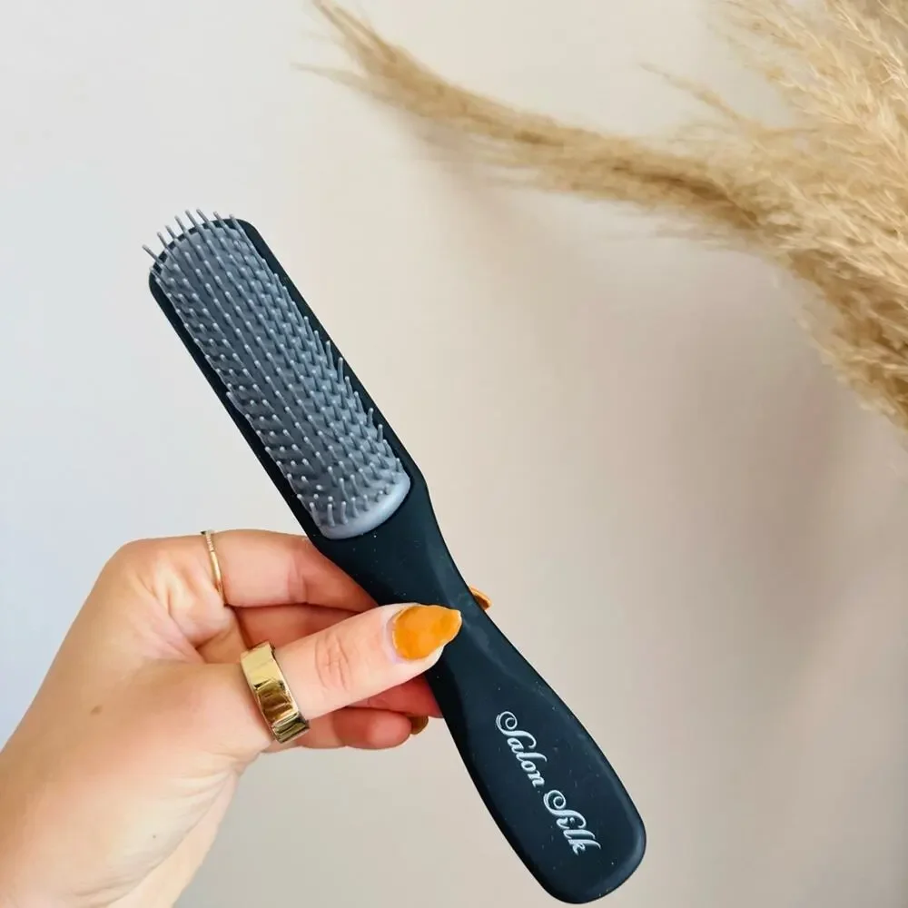 3 NEW SALON SILK Black Grey Round Vented Hairbrush Bundle Styling Tool Set